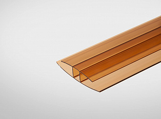 Профиль неразъемный соединительный для поликарбоната 10 мм янтарный 3 м Колибри